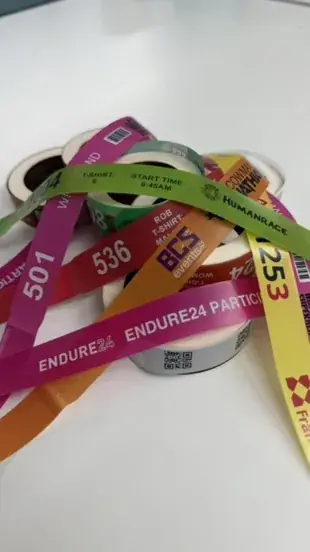 Personalised event wristbands for Endure24, HumanRace and BCS Events