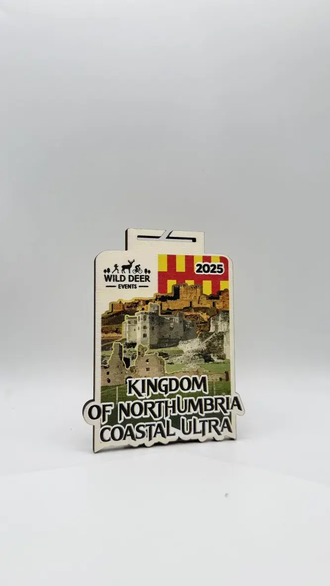 UV printed Kingdom of Northumbria Coastal Ultra wooden medal