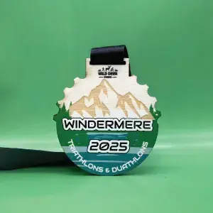 UV printed Windermere Triathlons 2025 medal